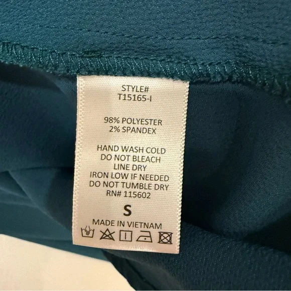 Lush Teal Long Sleeve Tie Front V-Neck Top - Size Small - Picture 4 of 4